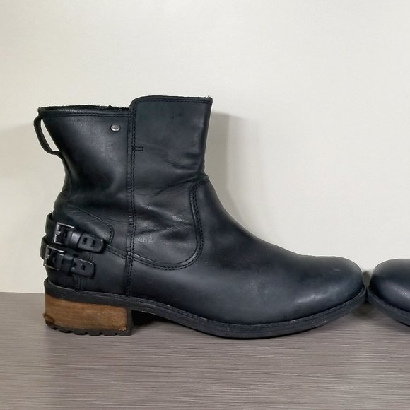 UGG Orion Side Zip Boots, Black Leather, Womens Size 10 US / 41 - Picture 7 of 16